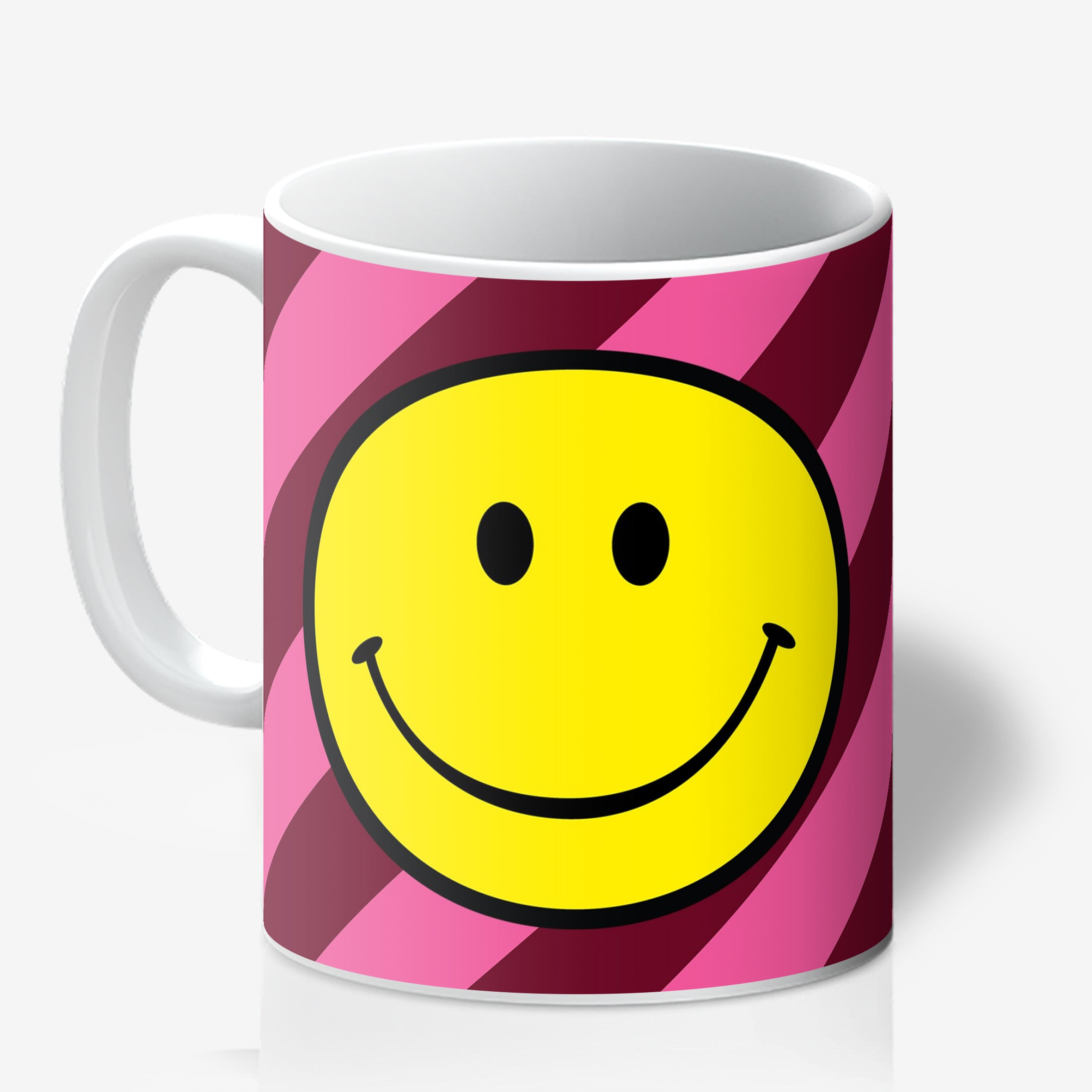 Helter Skelter Tilted Stripe Smiley Mug in Raspberry Ripple - Love Frankie