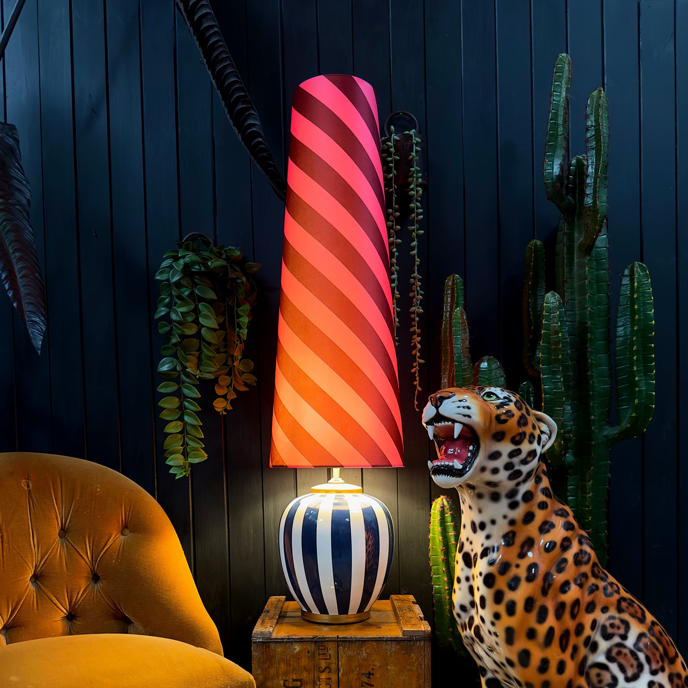 Raspberry Ripple Helter Skelter Oversized Cone Lampshades - Sample