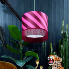 Raspberry Ripple Helter Skelter Velvet Lampshades With Fringing