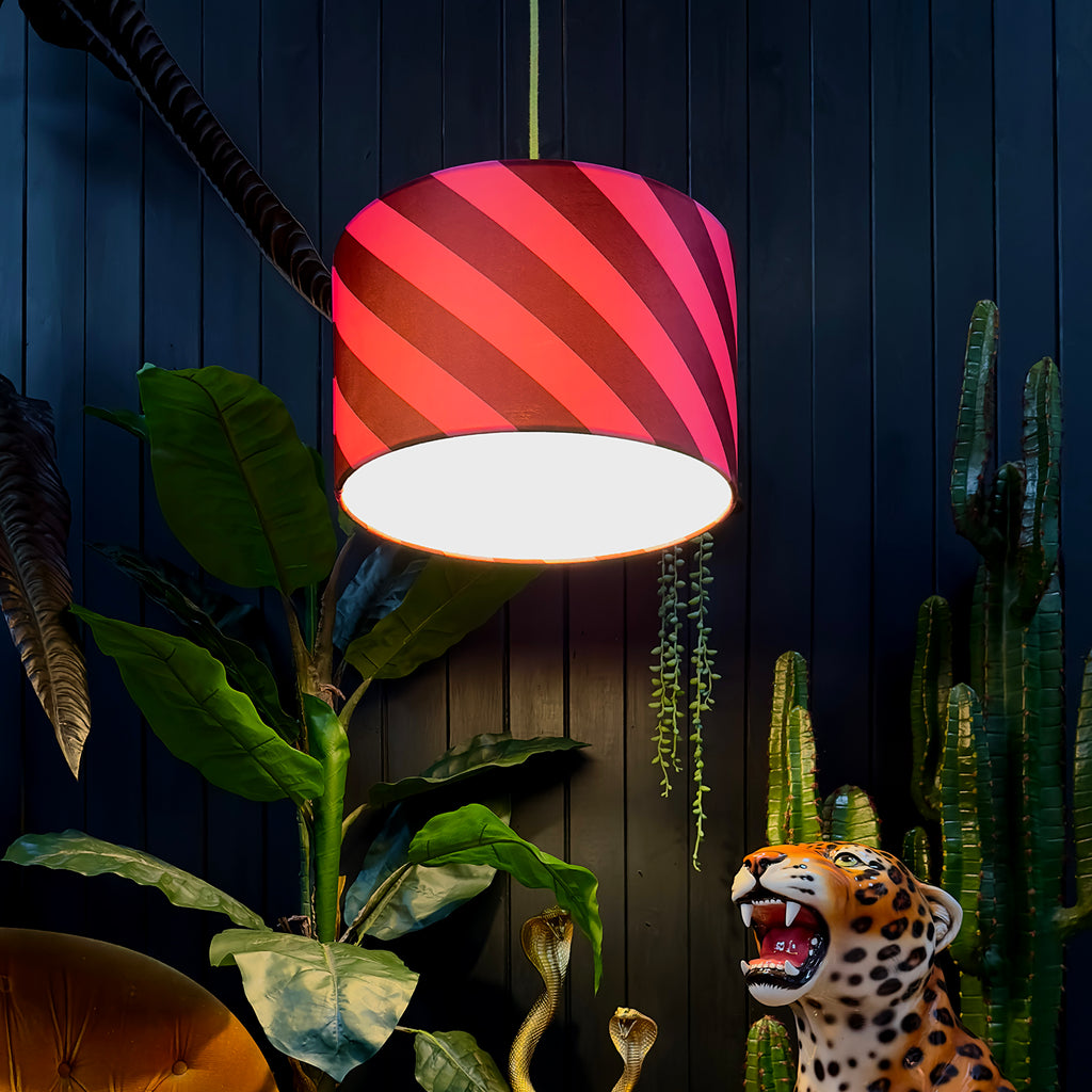 love frankie Helter Skelter lampshade in raspberry ripple