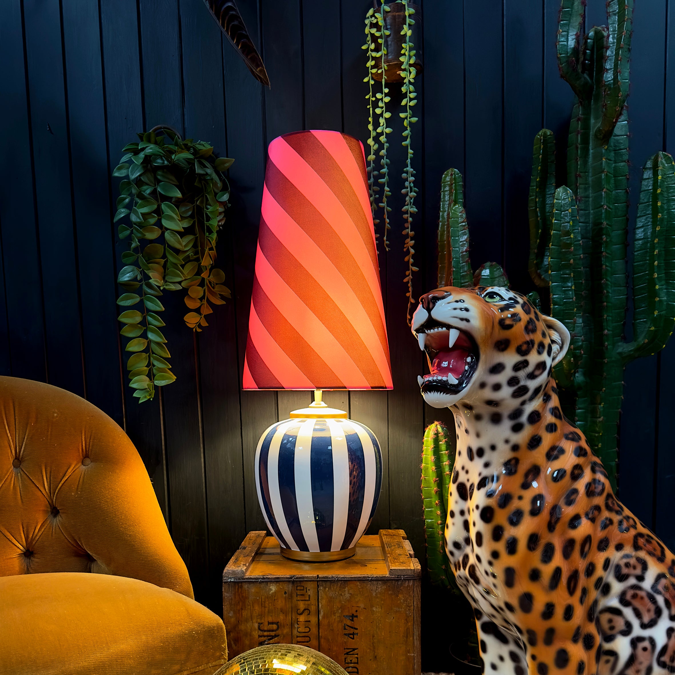 love frankie Helter skelter cone lampshade in raspberry ripple