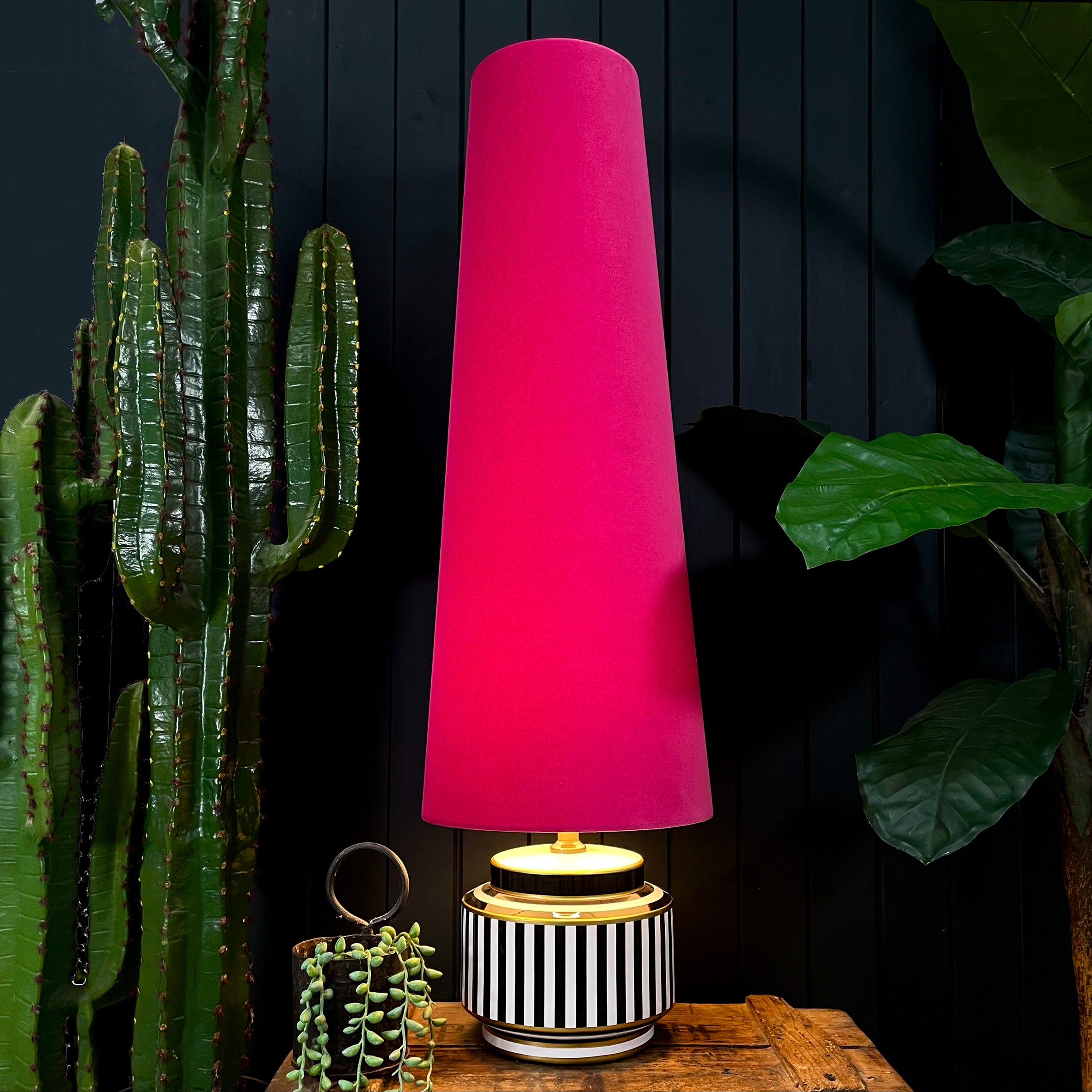 Raspberry Velvet Oversized Cone Lampshades
