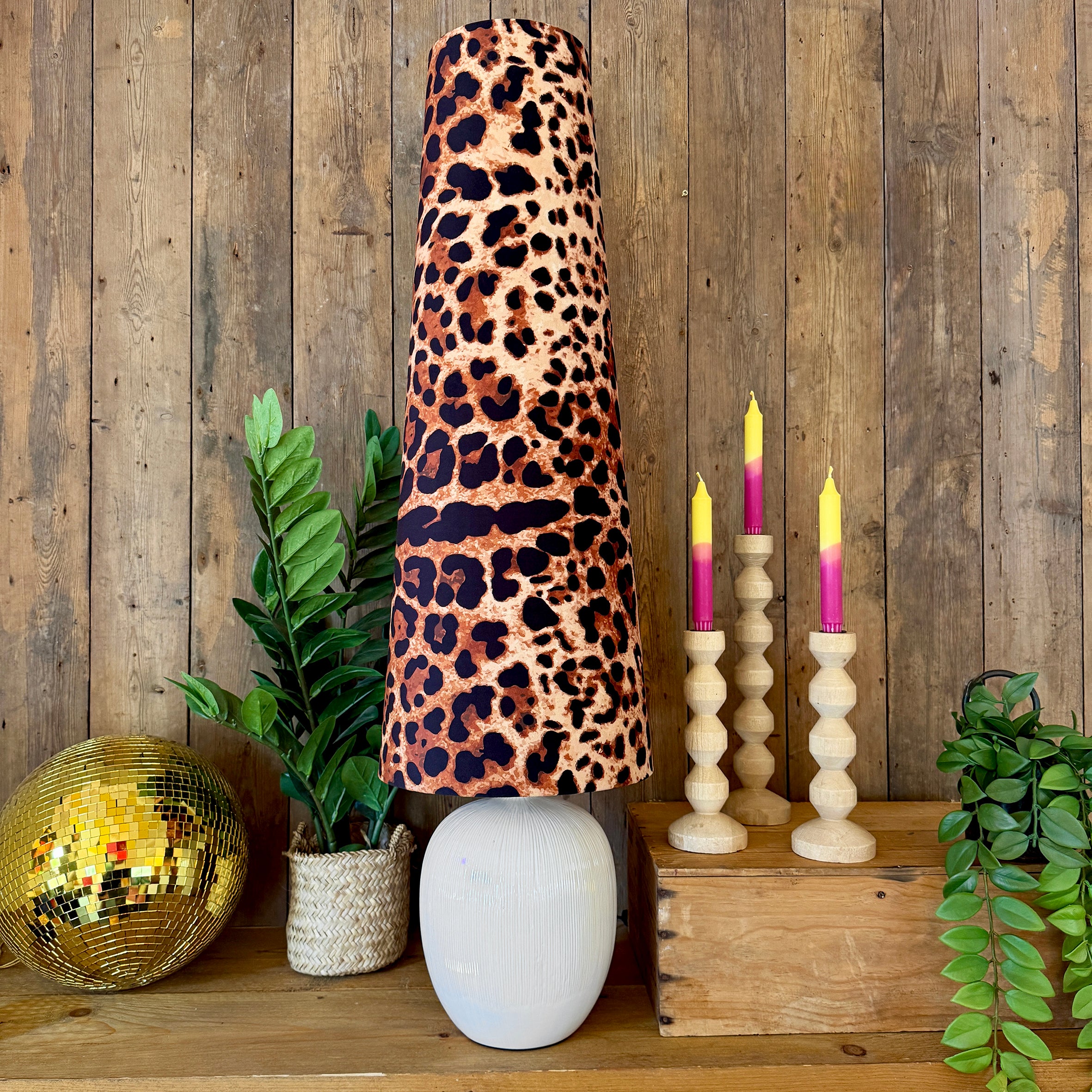Ridged Table Lamp in Bone