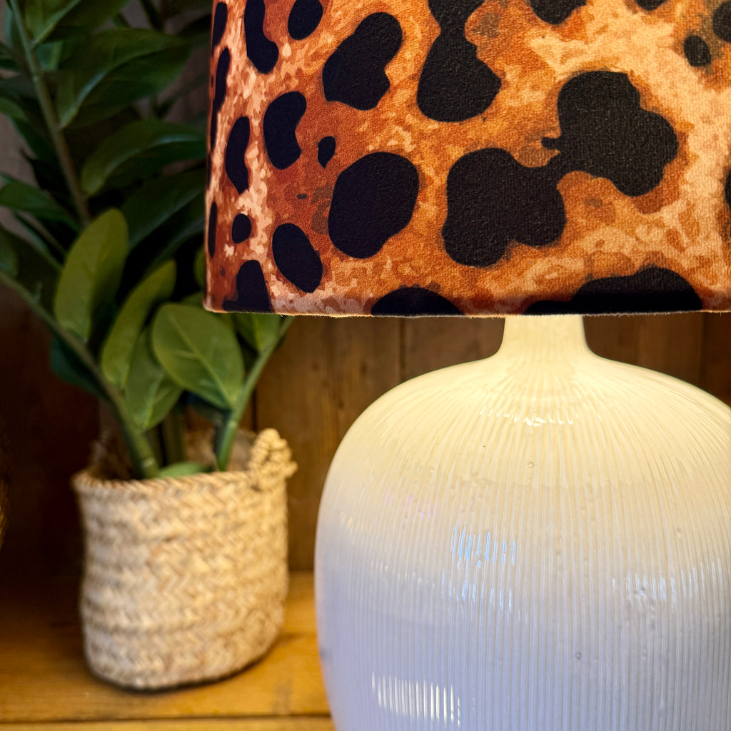 Ridged Table Lamp in Bone