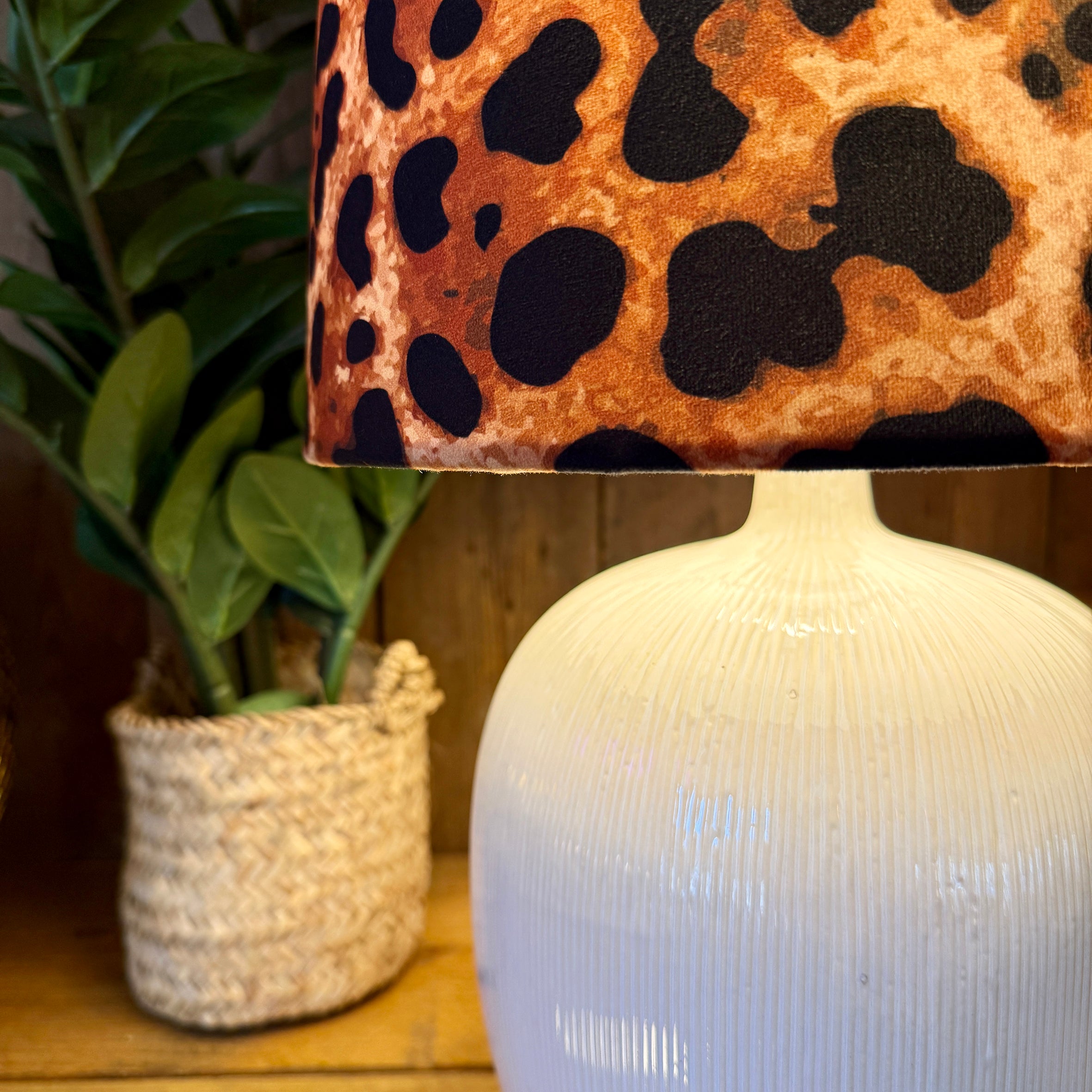 Ridged Table Lamp in Bone