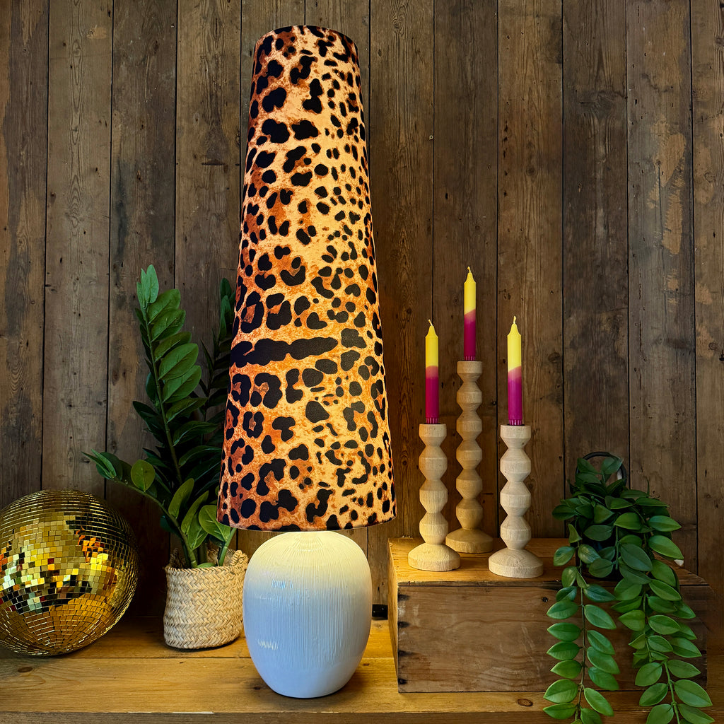 Ridged Table Lamp in Bone