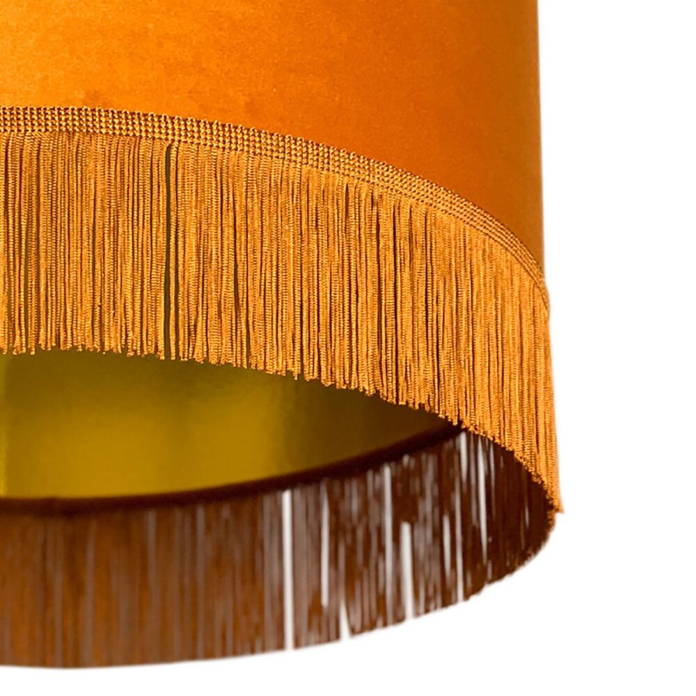 Rust Velvet Lampshade with Gold Lining & Fringing