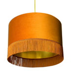 Rust Velvet Lampshade with Gold Lining & Fringing