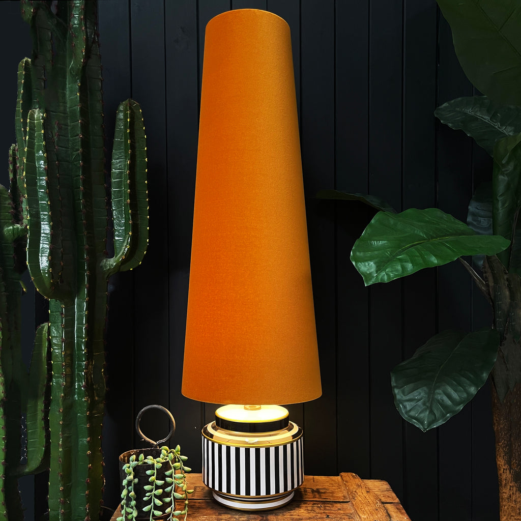 Love Frankie rust velvet oversized cone lampshade