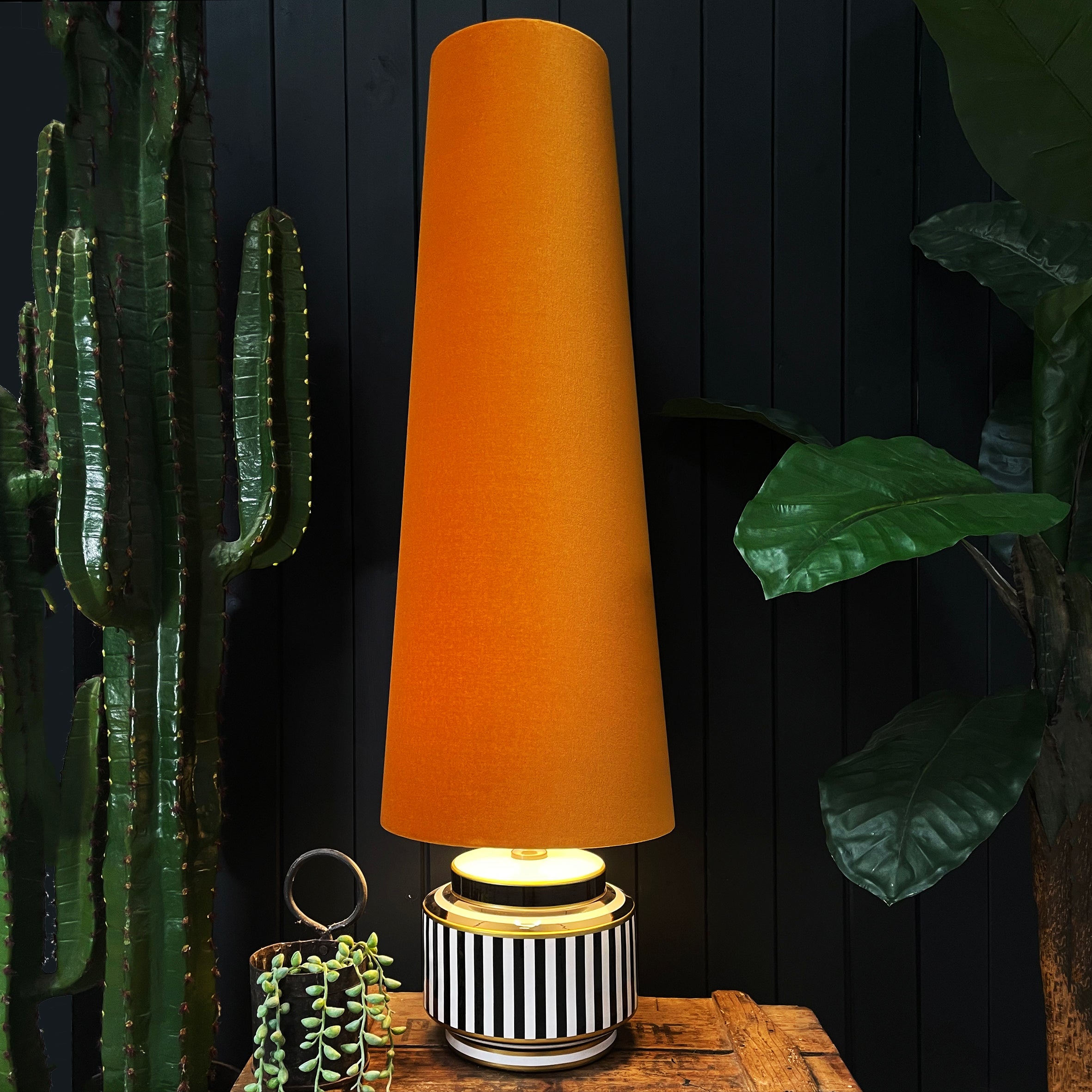 Love Frankie rust velvet oversized cone lampshade