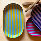 Small Stripy Oval Trays - 5 Colours Available