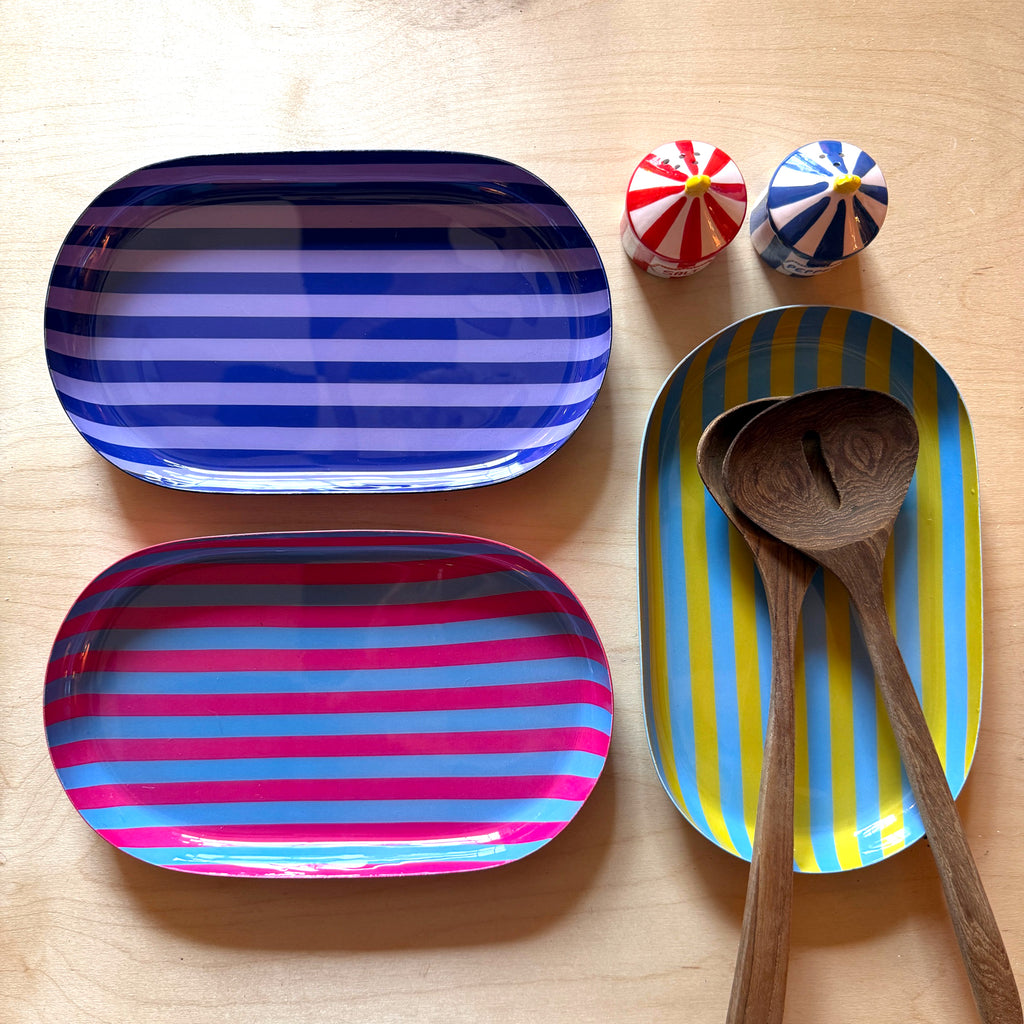 Small Stripy Oval Trays - 5 Colours Available