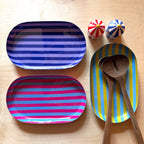 Small Stripy Oval Trays - 5 Colours Available