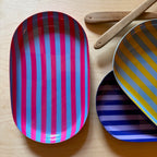 Small Stripy Oval Trays - 5 Colours Available