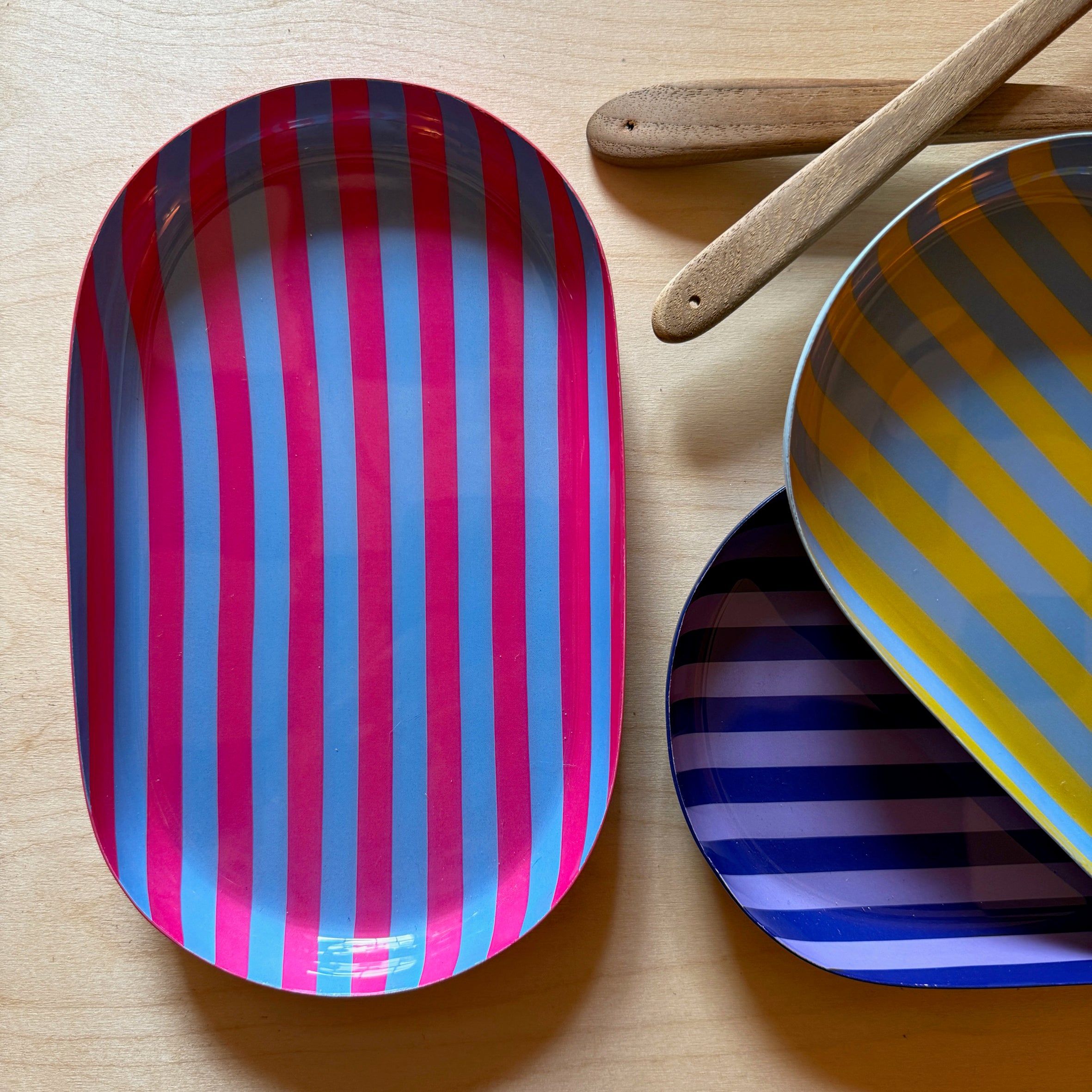 Small Stripy Oval Trays - 5 Colours Available