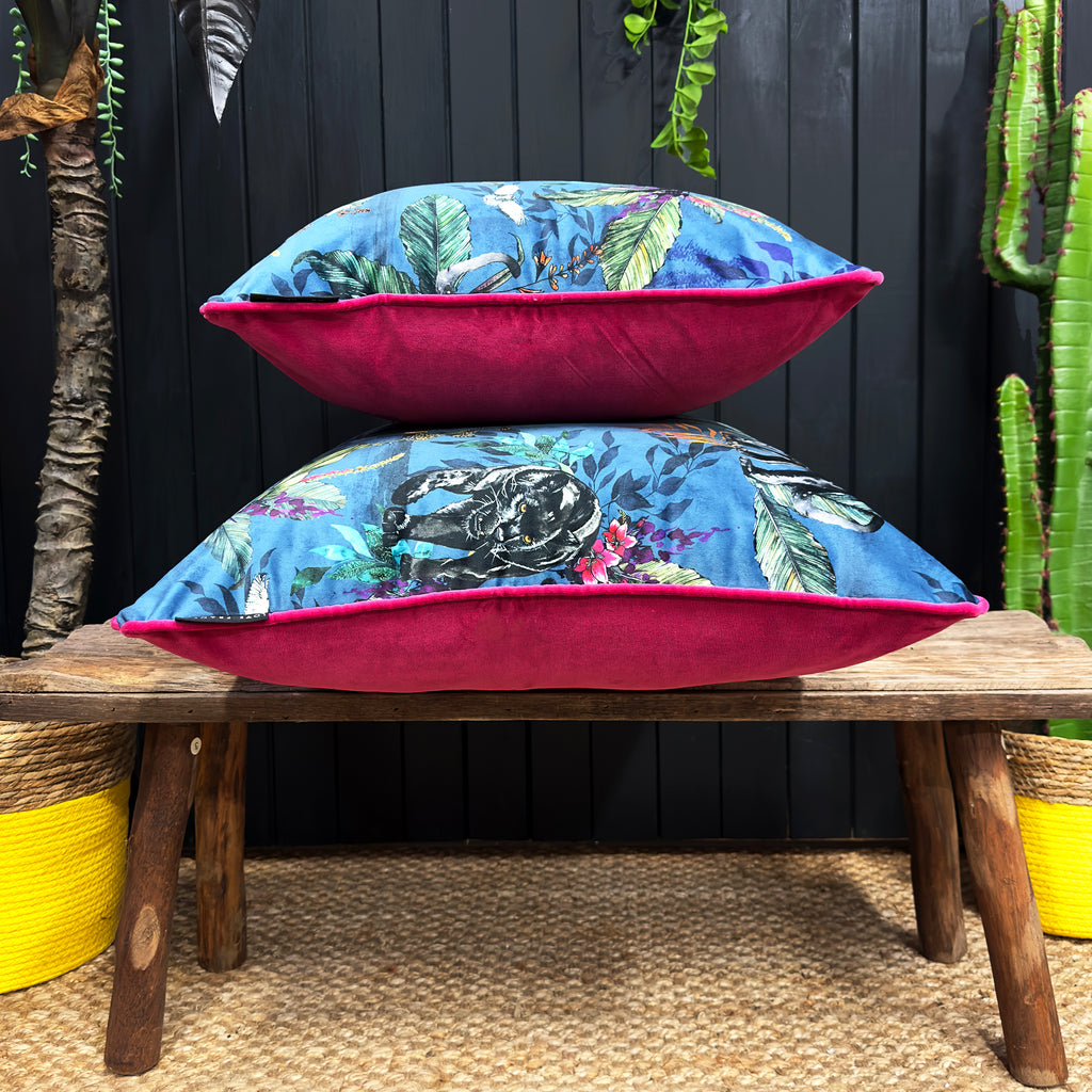 love frankie smoke deadly night shade cushion with raspberry piping