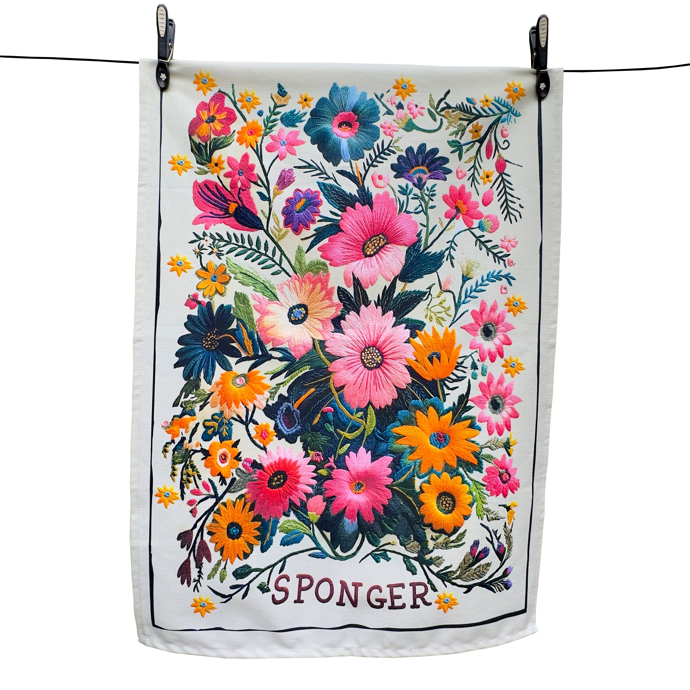 Love Frankie Floral "Sponger" tea towel cut out