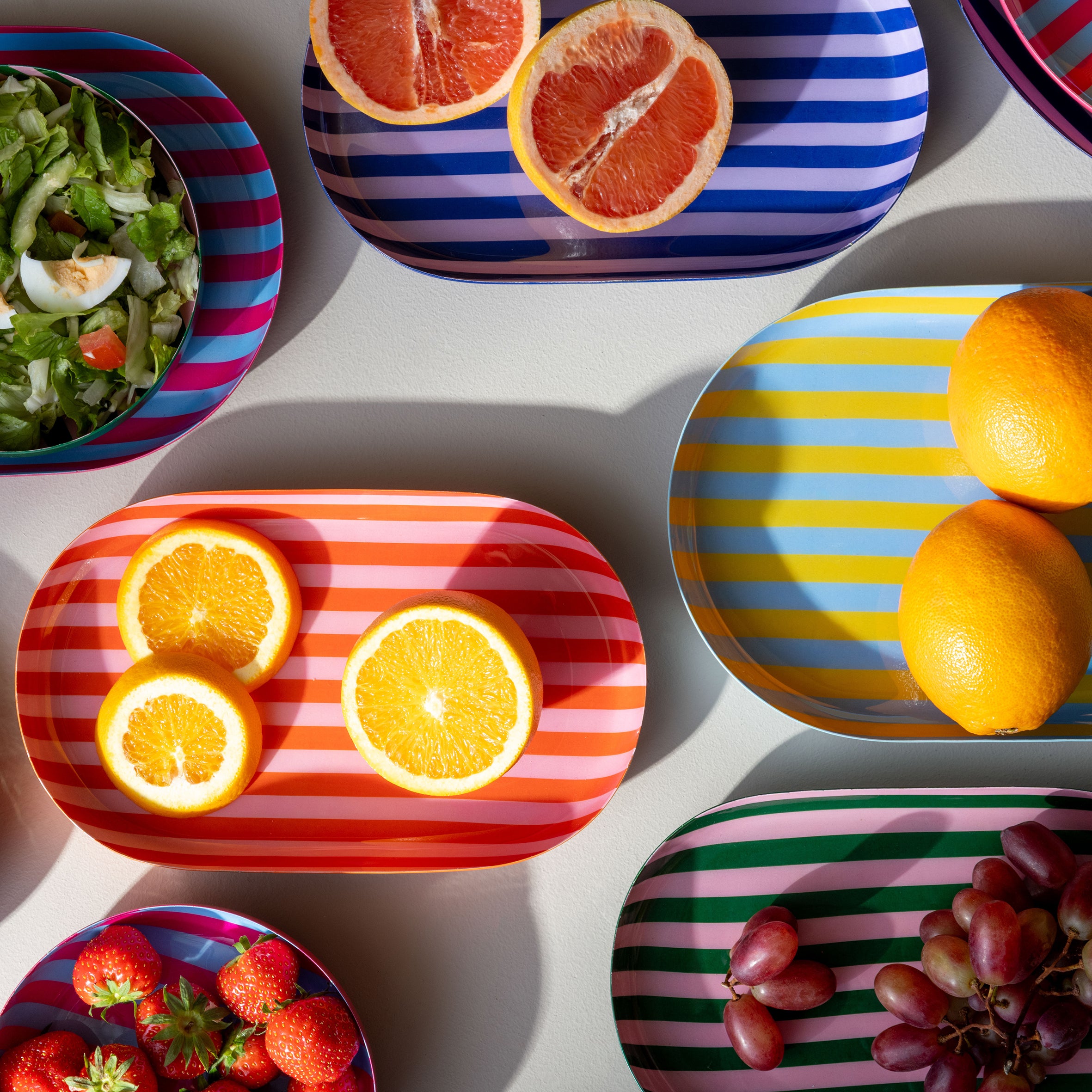 Small Stripy Oval Trays - 5 Colours Available