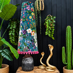 Teal Summer Meadow Velvet Oversized Cone Lampshades