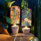 Teal Summer Meadow Velvet Tube Lampshades