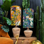 Teal Summer Meadow Velvet Tube Lampshades