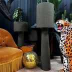 Love Frankie Statement Thyme Green Boucle Portable Lamps. 3 sizes available with flex cable or rechargeable bulbs. Light off