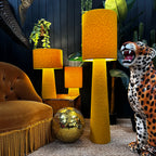 Love Frankie toffee boucle Portable lamps, 3 sizes available with flex cable or rechargeable bulbs. Light on.