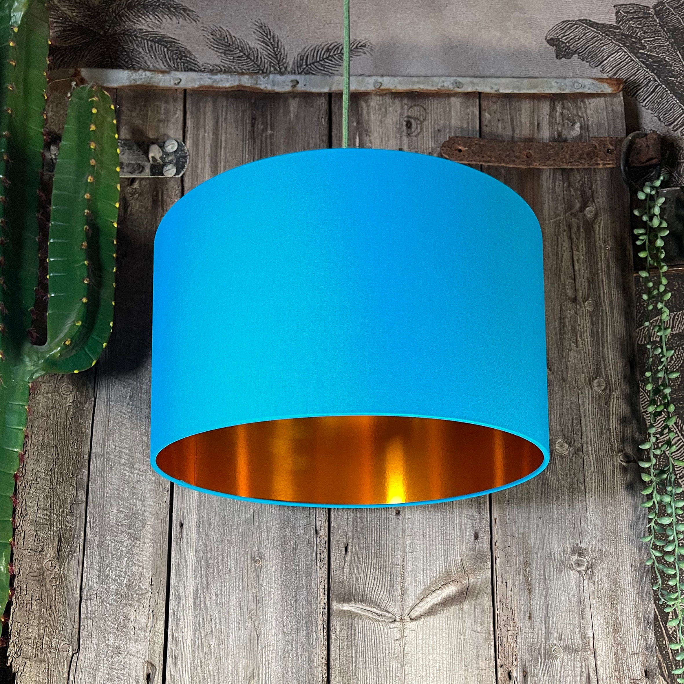 Love Frankie topaz cotton lampshade copper lining