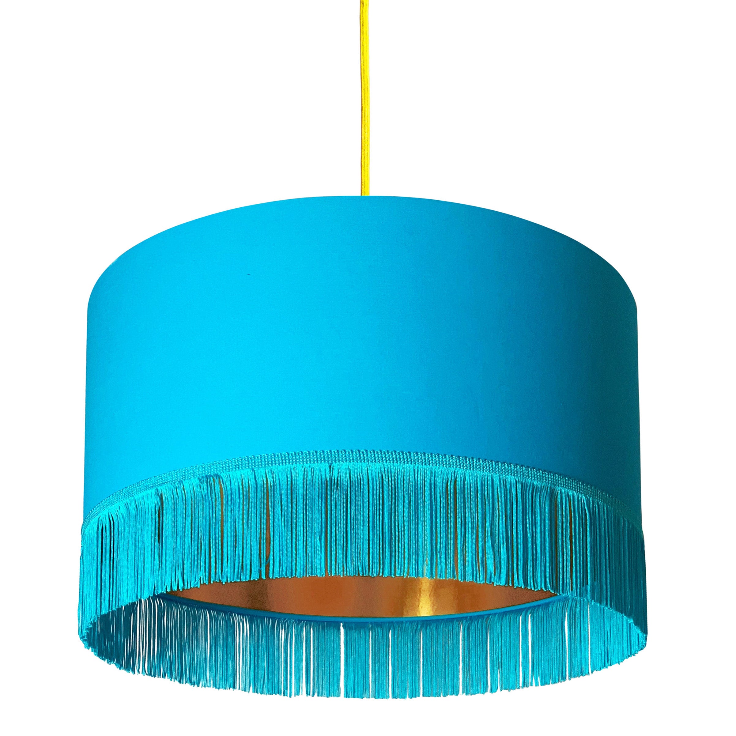 Love Frankie topaz cotton lampshade copper lining fringing