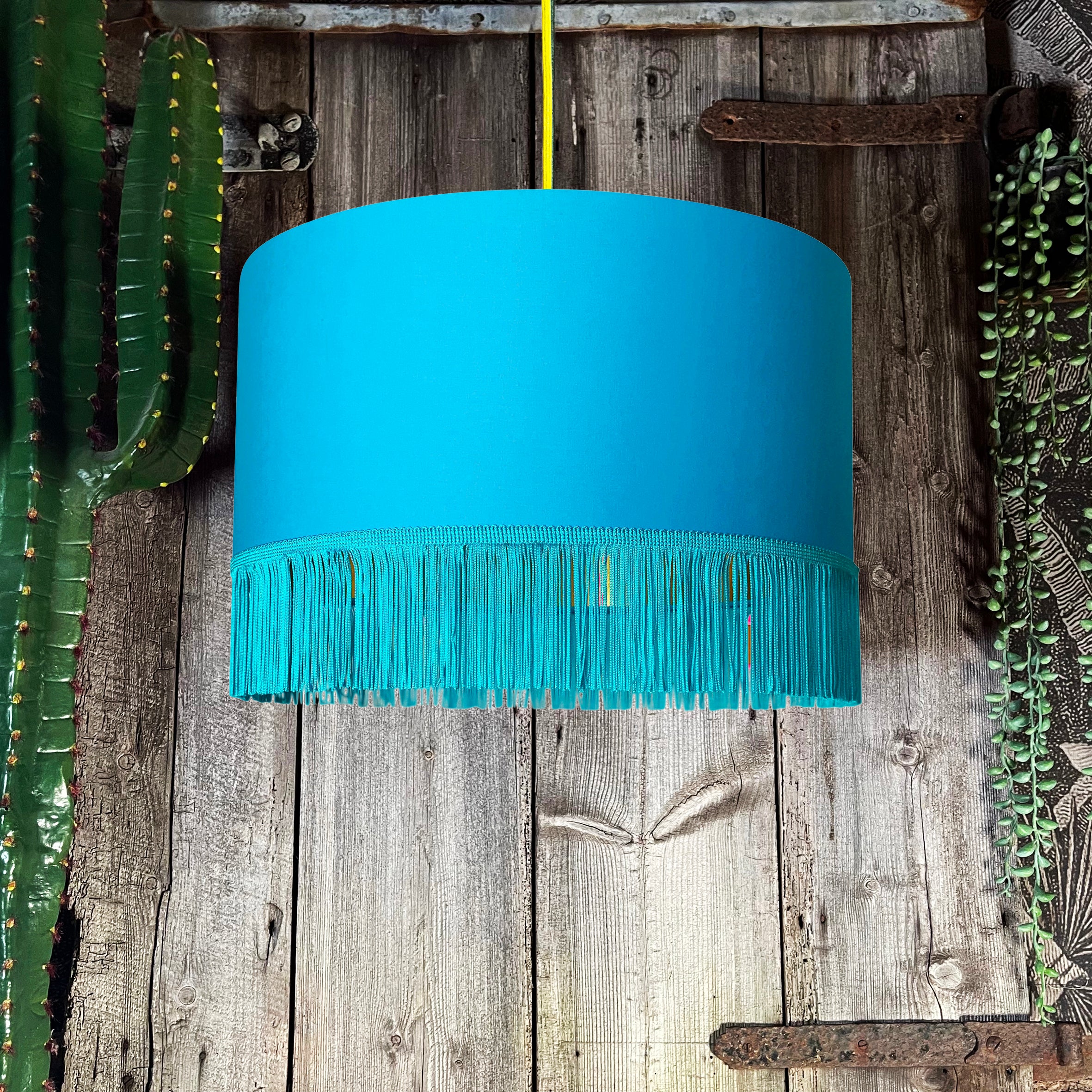 Love Frankie topaz cotton lampshade copper lining fringing