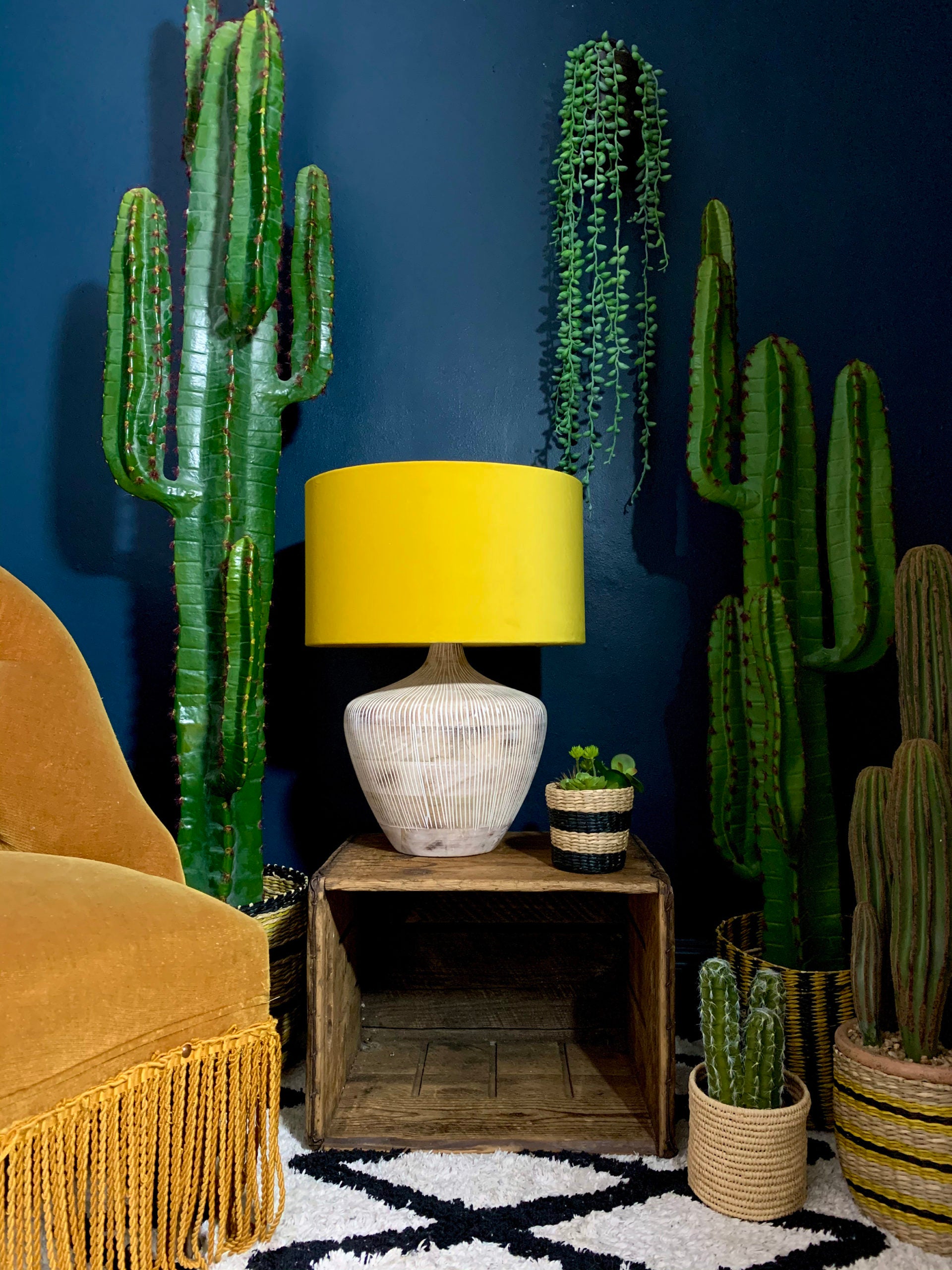 White Textured Wooden Lamp