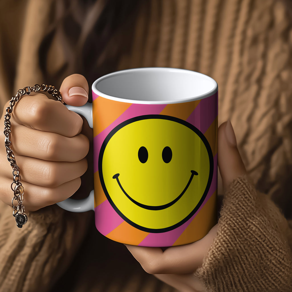 Helter Skelter Tilted Stripe Smiley Mug in Tutti Frutti - Love Frankie