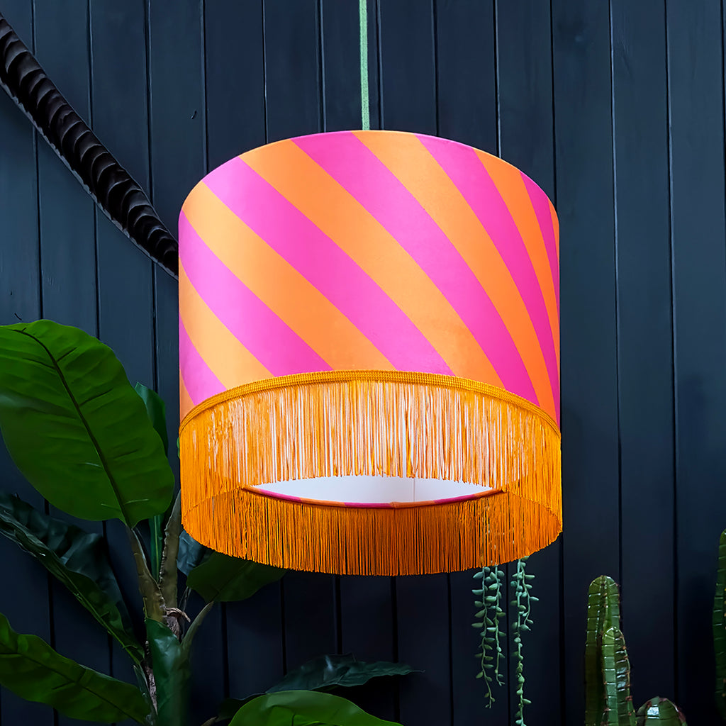 love frankie Helter skelter lampshade with fringing in tutti frutti
