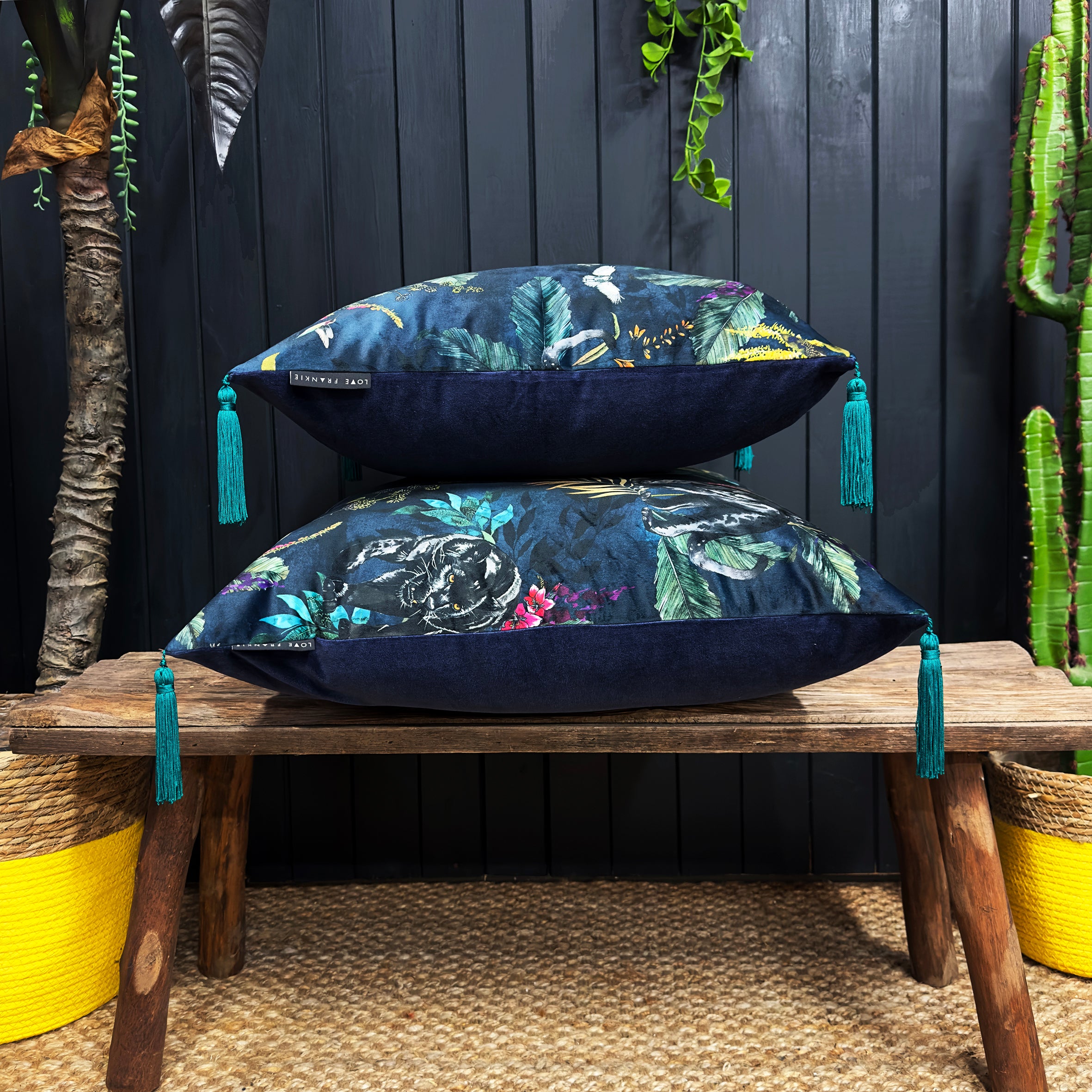 love frankie twilight deadly night shade cushion with jade tassels