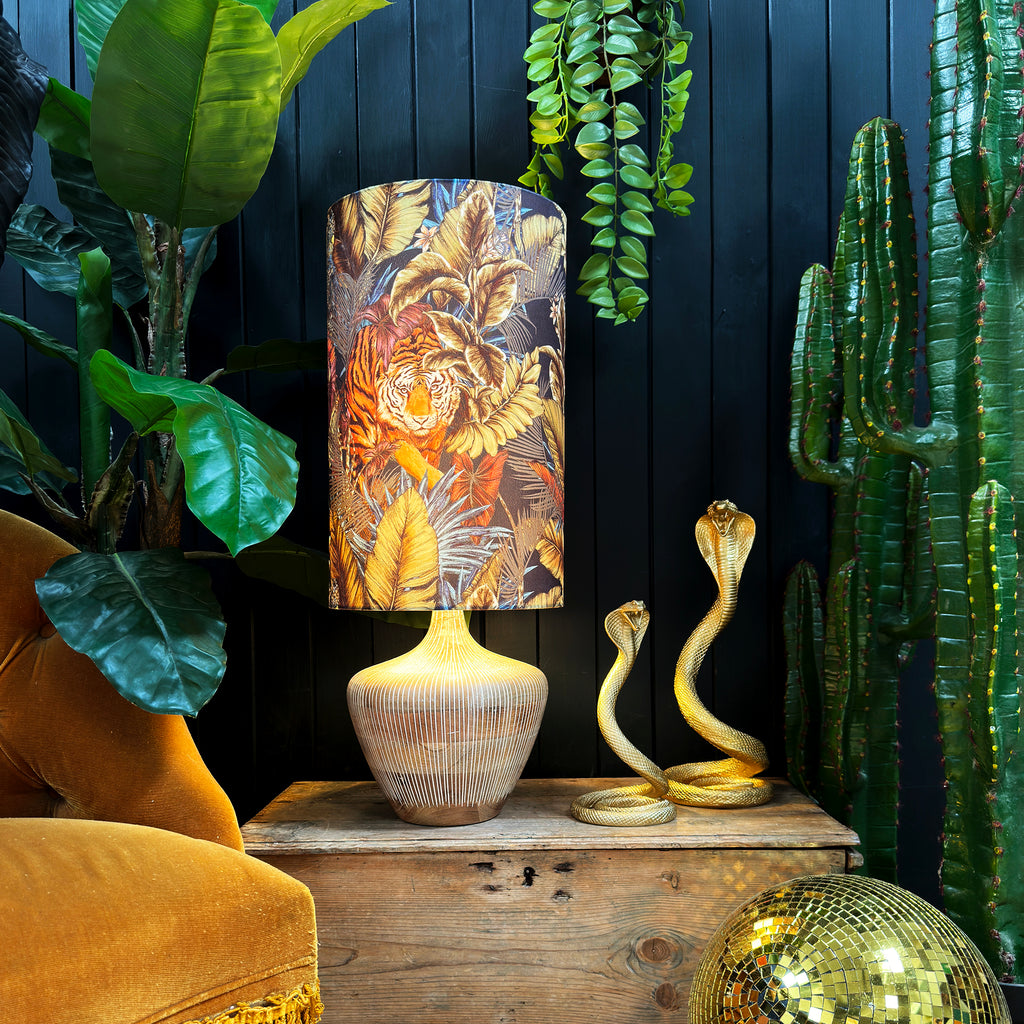 Rust Big Cat Velvet Tube Lampshade