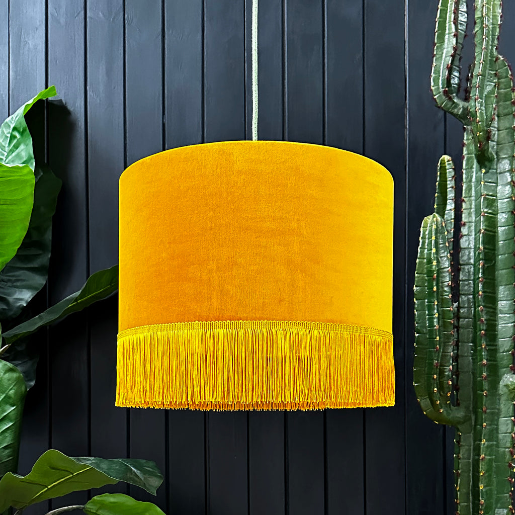 love frankie butterscotch velvet lampshade with fringing