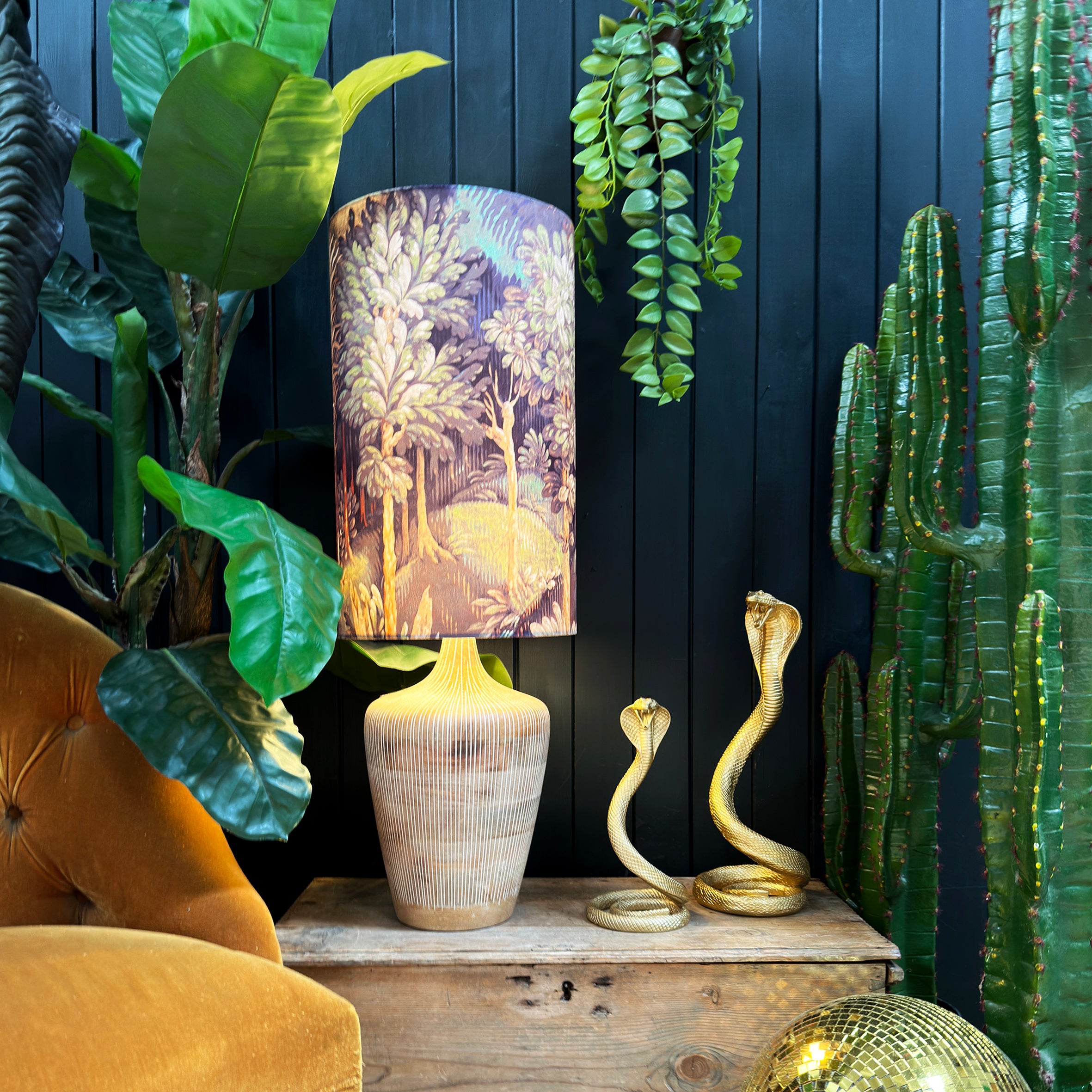 Cinnamon Enchanted Wood Velvet Tube Lampshade