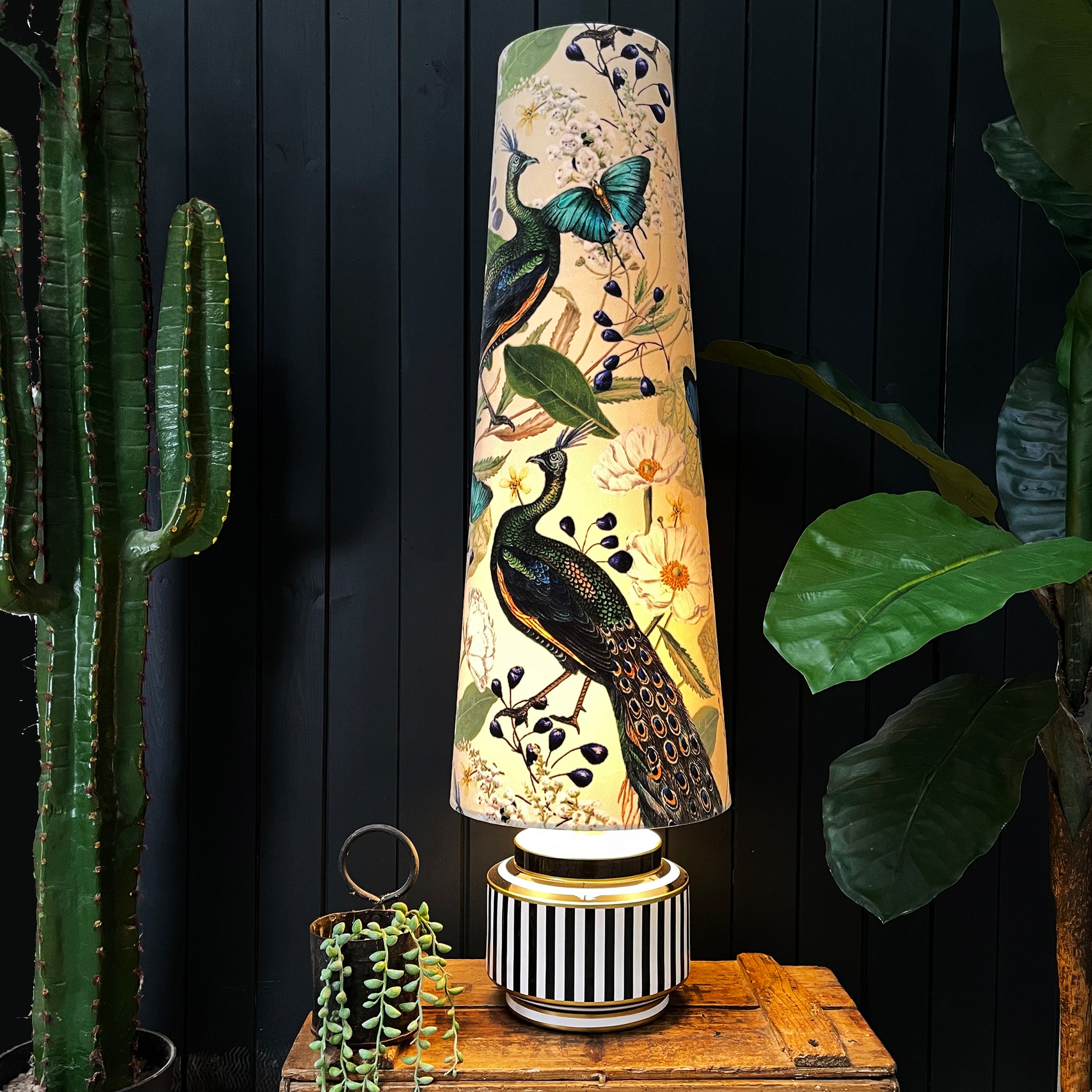 Love Frankie mythical plumes velvet lampshade parchment cone