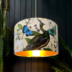 Parchment Mythical Plumes Velvet Lampshade With Gold Lining