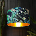 Rainforest Velvet Lampshade With Gold Lining