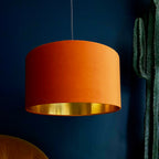 Rust Velvet Lampshade With Gold Lining