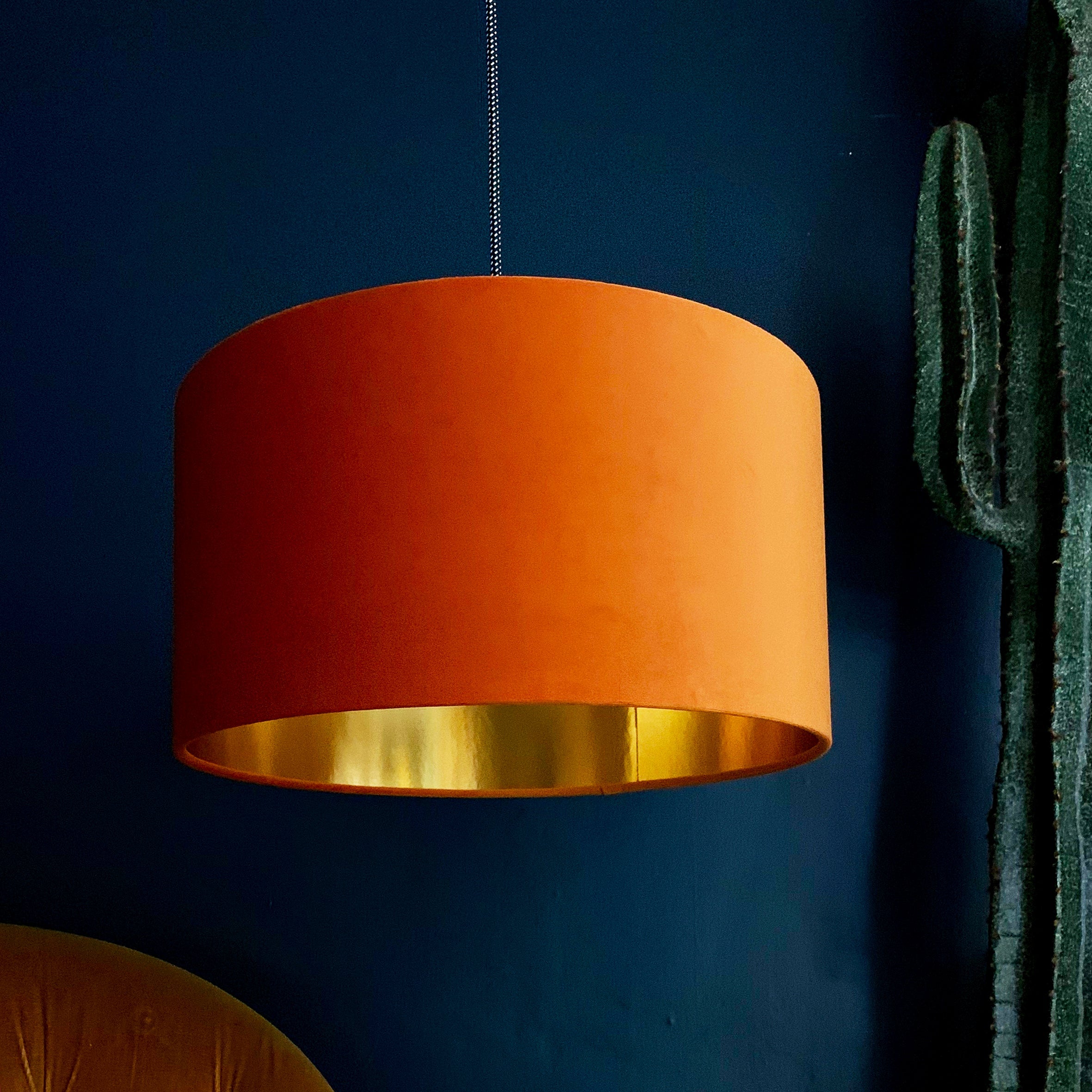 Rust Velvet Lampshade With Gold Lining - Sample