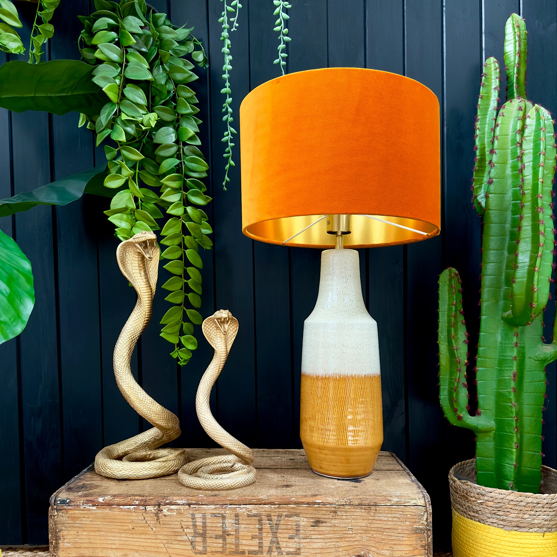 love Frankie rust velvet lampshade with gold lining