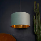 Sea Green Velvet Lampshade With Gold Lining