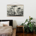 Vintage Palm Jungle Monochrome Wall Hanging