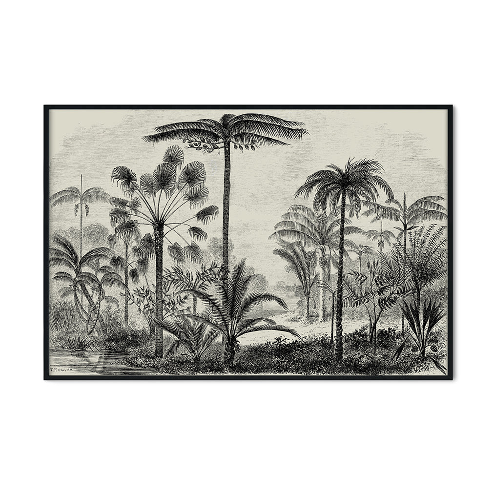 Vintage Palm Jungle Monochrome Wall Hanging