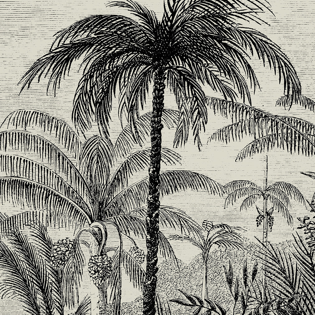 Vintage Palm Jungle Monochrome Wall Hanging