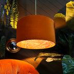 Autumn Walled Garden Silhouette Lampshade in Rust Velvet