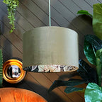 Forest Walled Garden Silhouette Lampshade in Olive Velvet