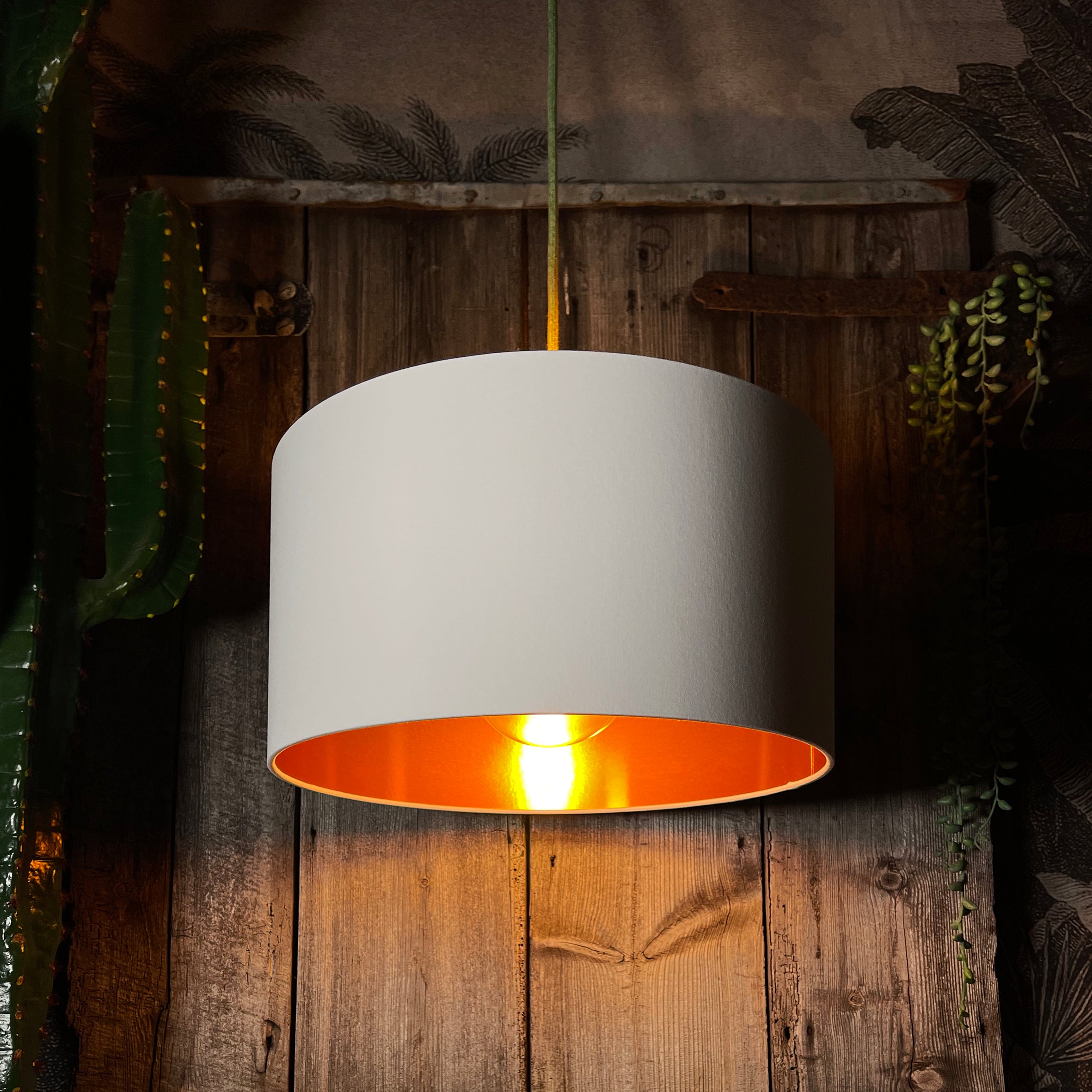Crisp White Cotton Lampshade With Copper Foil Lining